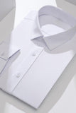 White Classic Solid Point Collar Slim Fit  Men's Suits Shirt