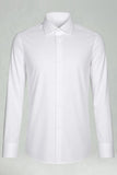 White Solid Slim Fit Long Sleeves Men's Suits Shirt