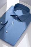 Men's Sky Blue Solid Long Sleeves Suits Shirt