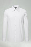 White Solid Long Sleeves Slim Fit Men's Suits Shirt