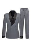 Grey Slim Fit Shawl Lapel 2 Piece Men's Suits