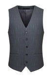 Single Breasted Grey Notched Lapel Men's 3 Piece Suits