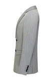 Men's Striped Light Grey Notched Lapel Suits