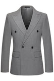Grey Striped Peak Lapel 2 Piece Men's Suits
