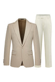 Khaki Notched Lapel One Button Men's Suits