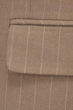 2 Piece Striped Double Breasted Khaki Men's Suits