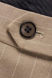 2 Piece Striped Double Breasted Khaki Men's Suits