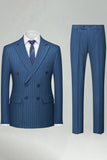 2 Piece Striped Double Breasted Khaki Men's Suits