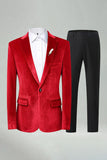 Royal Blue 2 Piece Velvet Notched Lapel Men's Prom Suits