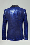 Sequin Shawl Lapel Royal Blue Men's Prom Blazer