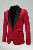 Red Shawl Lapel Beaded One Button Men's Prom Blazer
