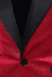 Red Shawl Lapel Beaded One Button Men's Prom Blazer