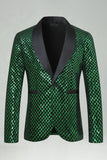 Green Sequin Shawl Lapel Men's Prom Blazer