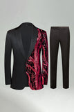 Dark Red Sequin Notched Lapel 2 Pieces Men's Prom Suits