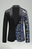 Black Golden Notched Lapel Sequin Men's Prom Blazer