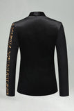 Black Golden Notched Lapel Sequin Men's Prom Blazer