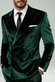 Notched Lapel Velvet Dark Green 2 Pieces Men's Prom Suits
