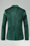 Notched Lapel Velvet Dark Green 2 Pieces Men's Prom Suits