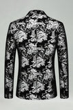 Notched Lapel Silver Jacquard Men's Prom Blazer