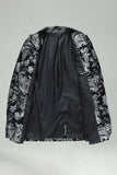 Notched Lapel Silver Jacquard Men's Prom Blazer