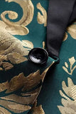 Green Jacquard 2 Pieces Shawl Lapel Men's Prom Suits