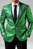 Sparkly Green Shawl Lapel Men's Prom Blazer