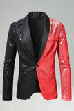 Sparkly Black Golden Shawl Lapel Single Buckle Men's Prom Blazer