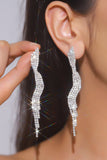 Sparkly Silver Fringed Long Prom Drop Earrings