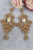Sparkly Golden Teardrop Prom Drop Earrings with Rhinestones