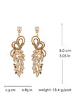 Sparkly Golden Leaf Shaped Prom Drop Earrings with Rhinestones