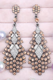 Sparkly Champagne Teardrop Party Drop Earrings with Rhinestones