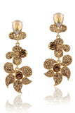 Sparkly Golden Flower Shaped Rhinestones Prom Drop Earrings