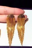 Sparkly Golden Prom Drop Earrings with Fringes
