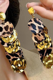 Golden Brown Leopard Prom Drop Earrings