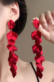 Red Petal Layered Fashion Prom Drop Earrings