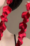 Red Petal Layered Fashion Prom Drop Earrings