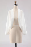 White Open Front Short Chiffon Shawl Wraps