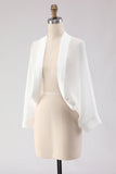 White Open Front Short Chiffon Shawl Wraps