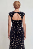 Sparkly Black Silver Bateau Neck A Line Mother of the Bride Dress with Sequins