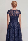 Sparkly Burgundy Appliqued A-Line Mother of the Bride Dress