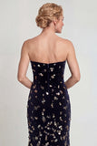 Sparkly Black Silver Strapless Mermaid Mother of the Bride Dress with Sequins