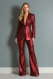 Sparkly Green Peak Lapel 2 Piece Sequin Women's Prom Suits