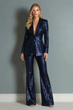 Sparkly Green Peak Lapel 2 Piece Sequin Women's Prom Suits