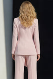 2 Piece Pink Peak Lapel Women's Work Suits with Sash