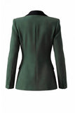 Women's Dark Green One Button Peak Lapel 2-piece Work Suits