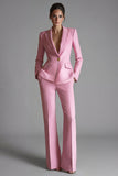 Pink Peak Lapel 2-piece One Button Women's Work Suits