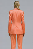 Orange Notched Lapel 2-piece One Button Women's Work Suits
