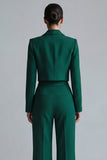 Dark Green Peak Lapel One Button 2-piece Women's Work Suits