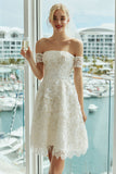 Ivory Lace A Line Off the Shoulder Wedding Dress