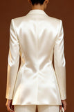 Ivory Shawl Lapel 2 Piece Single Breasted Women's Work Suits